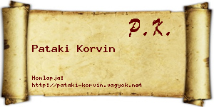 Pataki Korvin névjegykártya
